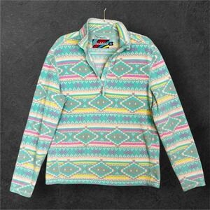 Chubbies Sweater Size Small Aztec Flame Commander Fleece Pullover 1/4 Zip Mens
